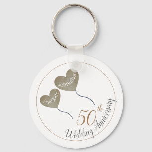 50th Golden Wedding Anniversary balloon Key Ring