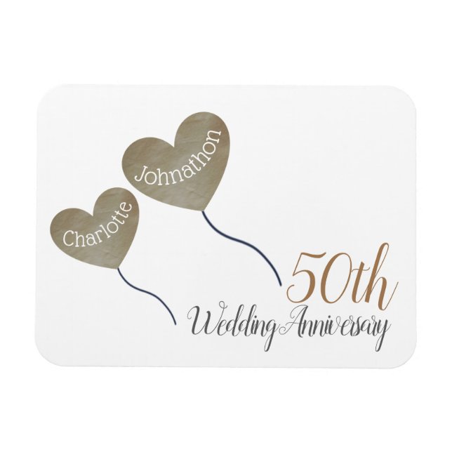 50th golden Wedding Anniversary balloon Magnet (Horizontal)