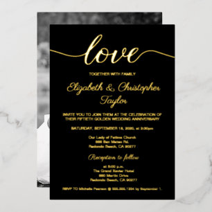 50th Golden Wedding Anniversary Black Custom Photo