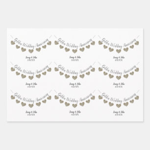 50th Golden Wedding Anniversary bunting Wrapping Paper Sheet
