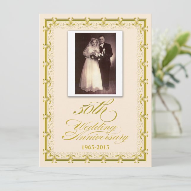 50th Golden Wedding Anniversary Celebration Photo Invitation (Standing Front)