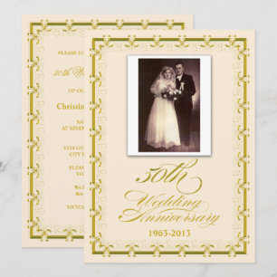 50th Golden Wedding Anniversary Celebration Photo Invitation