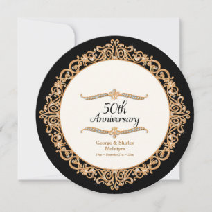 50th Golden Wedding Anniversary Celebration Round Invitation