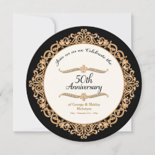 50th Golden Wedding Anniversary Celebration Round Invitation