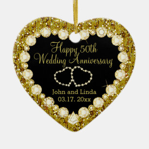 50th Golden Wedding Anniversary Ceramic Tree Decoration