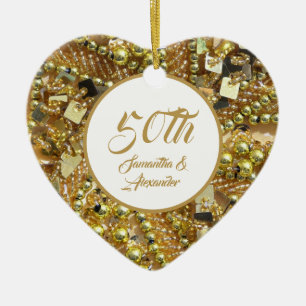50th golden wedding Anniversary Ceramic Tree Decoration