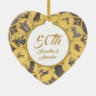 50th Golden wedding Anniversary Ceramic Tree Decoration