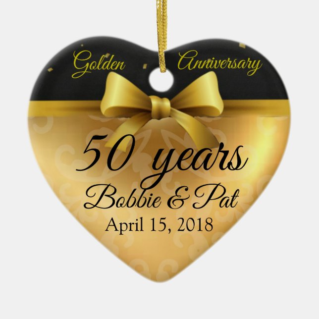 50th Golden Wedding Anniversary Chic Name Ornament (Front)