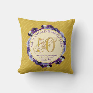 50th GOLDEN Wedding Anniversary Christian Throw Cushion