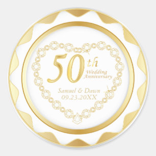50th Golden Wedding Anniversary Classic Round Sticker