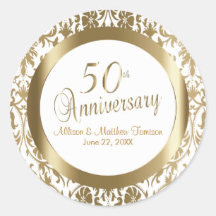 50th Golden Wedding Anniversary Classic Round Sticker
