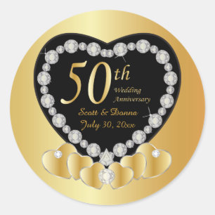 50th Golden Wedding Anniversary Classic Round Sticker