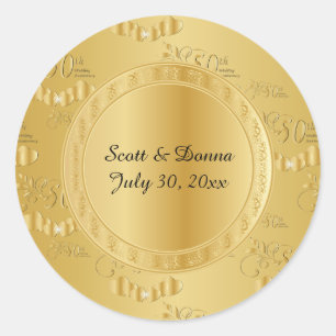 50th Golden Wedding Anniversary Classic Round Sticker