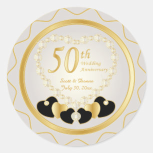 50th Golden Wedding Anniversary Classic Round Sticker
