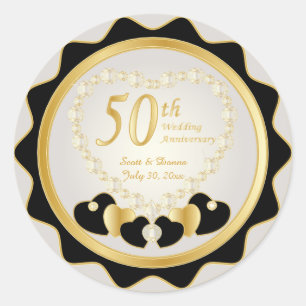 50th Golden Wedding Anniversary Classic Round Sticker