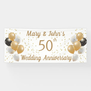 50th Golden Wedding Anniversary, Couple's Name Banner