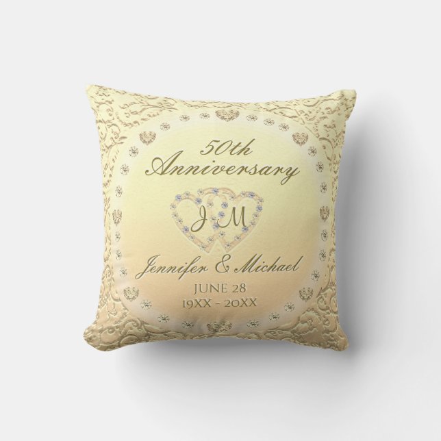 50th Golden Wedding Anniversary Cushion (Front)