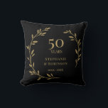 50th Golden Wedding Anniversary  Cushion<br><div class="desc">Celebrate your wedding anniversary in style with this elegant pillow. Personalise this keepsake pillow with your anniversary date and names. Perfect gift for the special couple. Easy to customise. Congratulations!</div>
