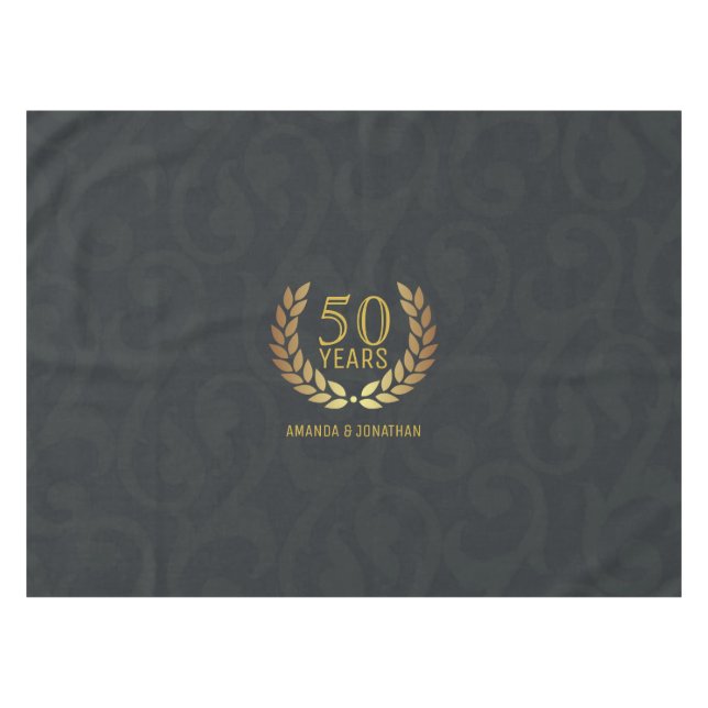 50th Golden Wedding Anniversary Custom Tablecloth (Front (Horizontal))