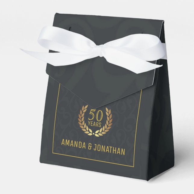 50th Golden Wedding Anniversary Customisable Favour Box (Front Side)