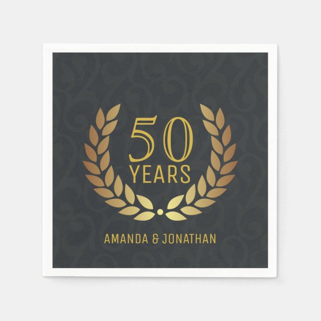 50th Golden Wedding Anniversary Customisable Napkin (Front)