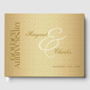 50th Golden Wedding Anniversary Damask Photo Guest Book