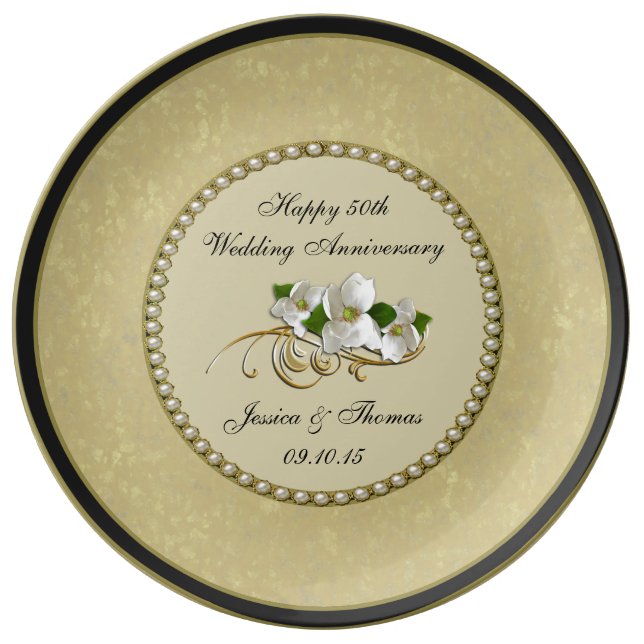 50th Golden Wedding Anniversary Decorative Plate (Front)