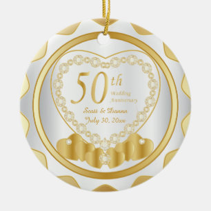 50th Golden Wedding Anniversary   DIY Name & Date Ceramic Tree Decoration