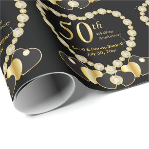 *50th Golden Wedding Anniversary   DIY Name & Date Wrapping Paper