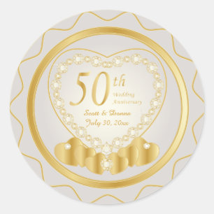 50th Golden Wedding Anniversary DIY Text Classic Round Sticker