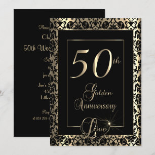 50th Golden Wedding Anniversary   DIY Text Invitation