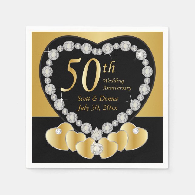 50th Golden Wedding Anniversary | DIY Text Napkin (Front)