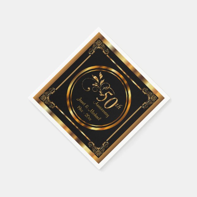 50th Golden Wedding Anniversary | DIY Text Napkin (Corner)