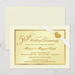 50th Golden Wedding Anniversary Fancy Invitations