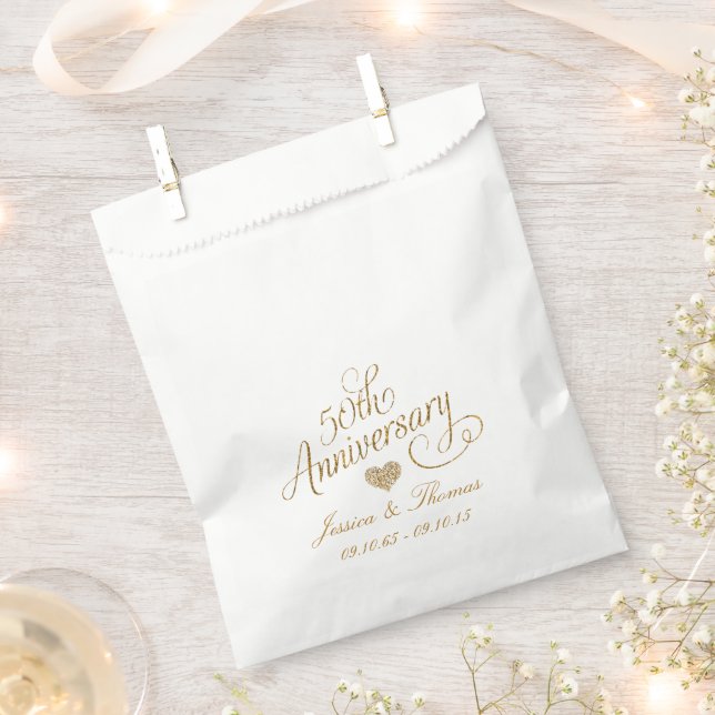 50th Golden Wedding Anniversary Favour Bag (Clipped)