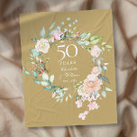 50th Golden Wedding Anniversary Floral Gold Fleece Blanket<br><div class="desc">Featuring a delicate watercolor floral garland,  this chic botanical 50th wedding anniversary keepsake fleece blanket can be personalised with your special anniversary information in elegant typography on a gold background. Designed by Thisisnotme©</div>