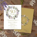 50th Golden Wedding Anniversary Floral Save The Date<br><div class="desc">Featuring a delicate watercolor floral lavender garland,  this chic botanical 50th wedding anniversary save the date invitation can be personalised with your special save the date information. The reverse features a matching floral garland framing your anniversary dates in elegant white text on a gold background. Designed by Thisisnotme©</div>