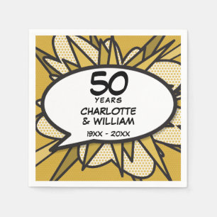 50th Golden Wedding Anniversary Fun Retro Napkin