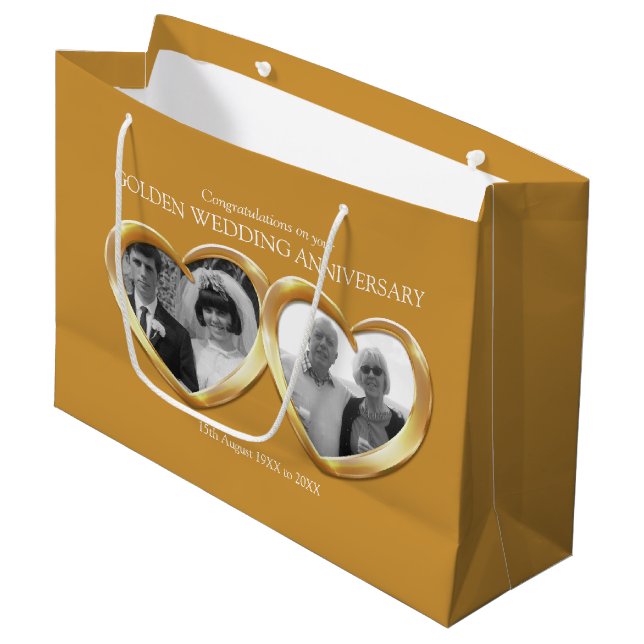 50th golden wedding anniversary gift bag (Front Angled)