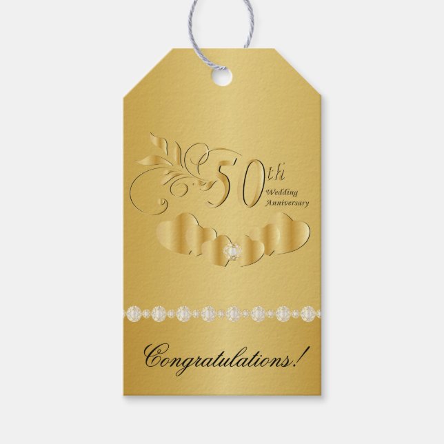50th Golden Wedding Anniversary Gift Tags (Front)