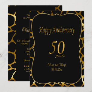 50th Golden Wedding Anniversary   Giraffe Pattern Invitation
