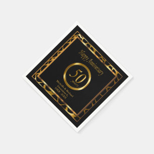 50th Golden Wedding Anniversary   Giraffe Pattern Napkin