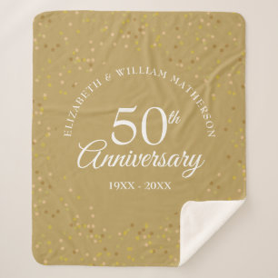 50th Golden Wedding Anniversary Gold Confetti Sherpa Blanket