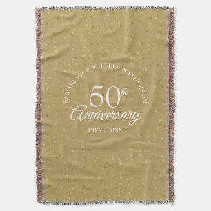 50th Golden Wedding Anniversary Gold Dust Confetti Throw Blanket