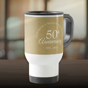 50th Golden Wedding Anniversary Gold Dust Confetti Travel Mug