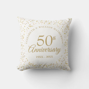 50th Golden Wedding Anniversary Gold Dust Photo Cushion