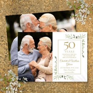 50th Golden Wedding Anniversary Greenery 2 Photos Save The Date