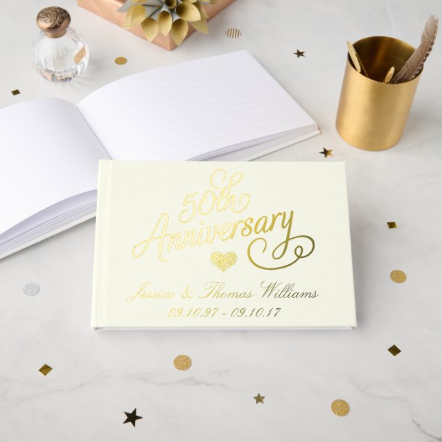 50th Golden Wedding Anniversary Guest Book (Front Open)