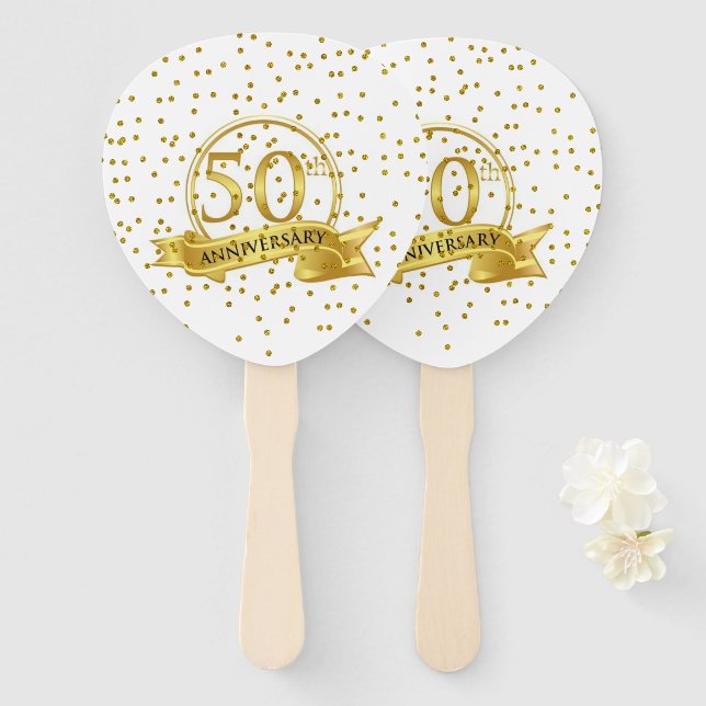 50th golden wedding anniversary hand fan (Front and Back)