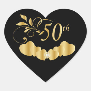 *50th Golden Wedding Anniversary Heart Sticker